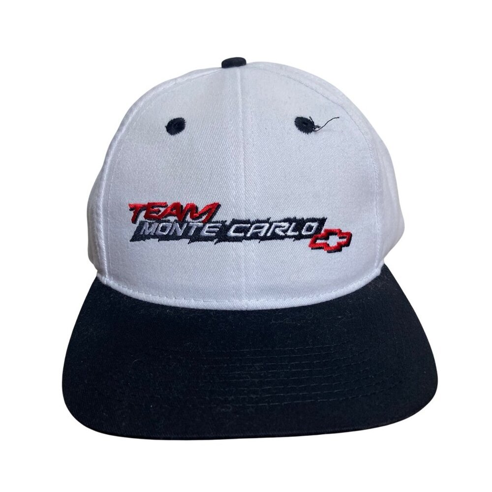 Team Monte Carlo Chevrolet Adjustable Baseball Cap White Black NWOT